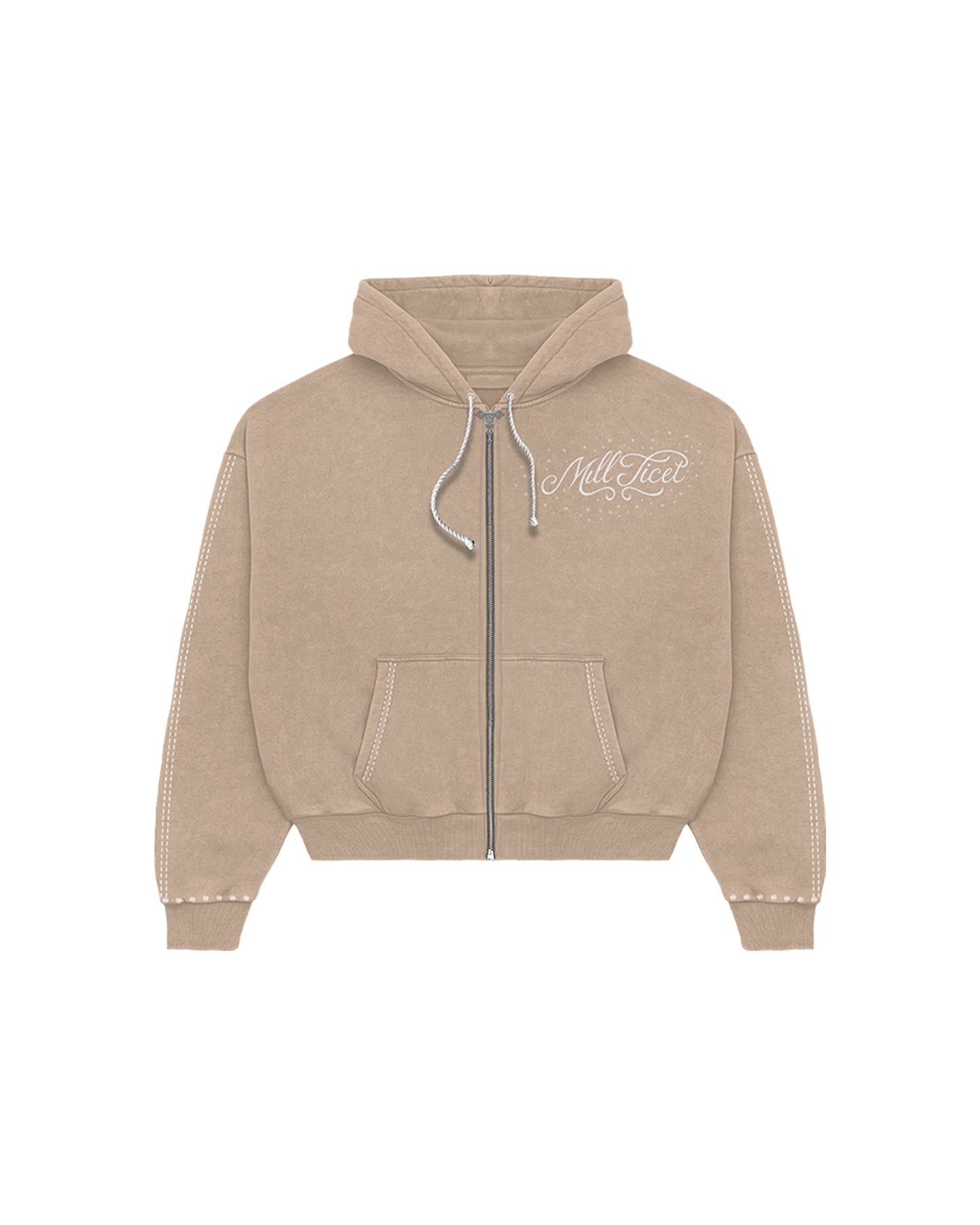 Stitched rhinestone zip-up